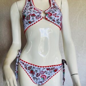 Floral print halter bikini set