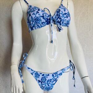 Blue floral two piece bikini set