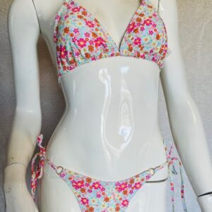 Pink floral two piece bikini