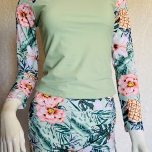 Colorful long-sleeve two piece swimsuit