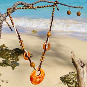 Handmade Wooden Necklace and Earrings set