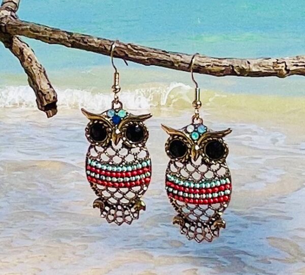 Vintage Bohemian Style Owl Earrings - Image 3