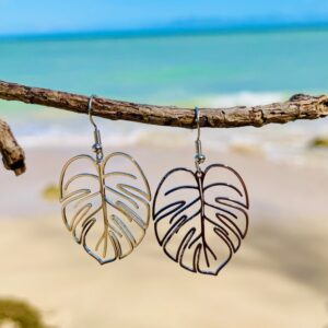 Leaf Style Silver Tone Earrings