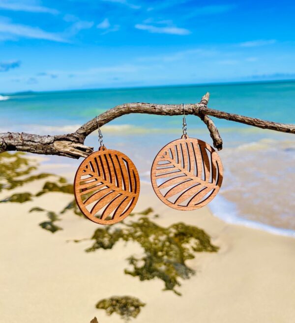 Wooden Leaf Style Earrings - Image 3