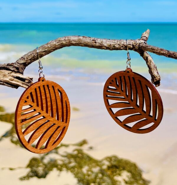Wooden Leaf Style Earrings - Image 2