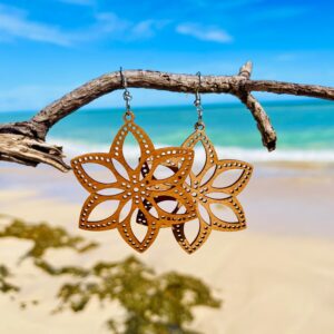 Wooden Flower Design Earrings