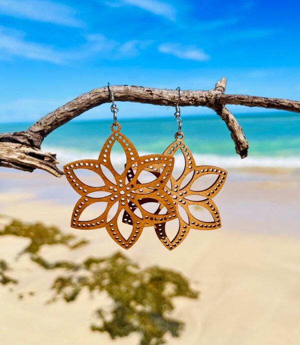 Wooden Flower Design Earrings