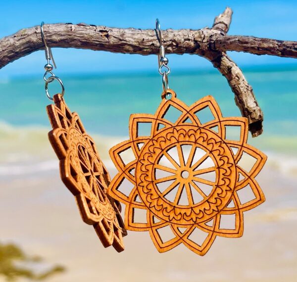 Wooden Design Earrings - Image 2