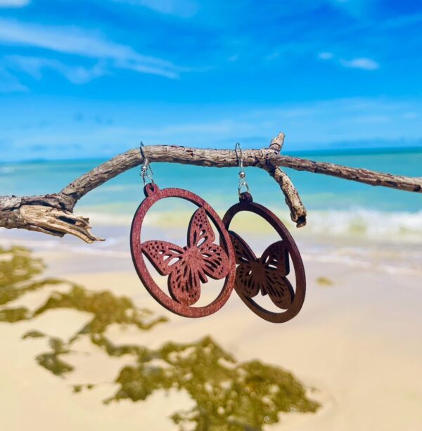 Wooden Butterfly Design Earrings